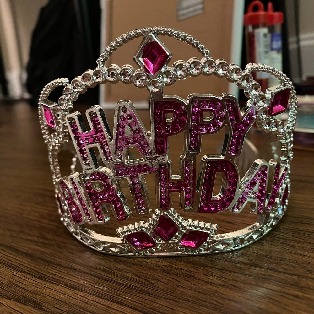Happy Birthday Silver Pink Princess Crown Party Favor